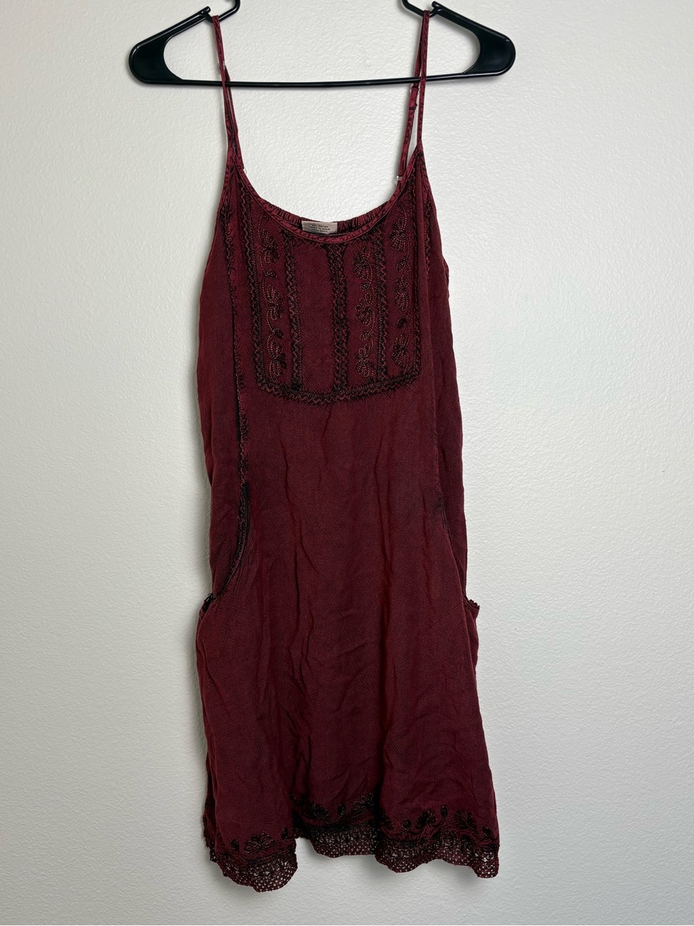 DEVI Boho Embroidered Dress in Deep Raspberry OSFM